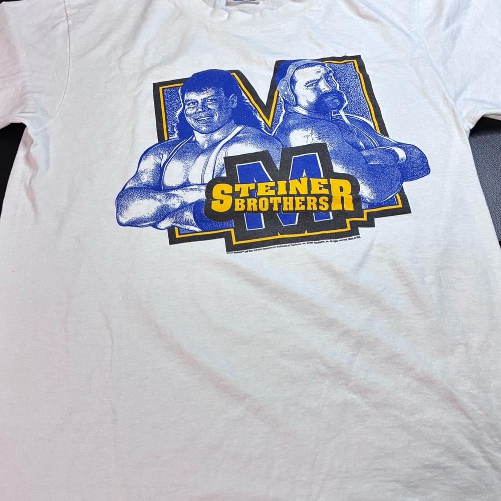 WWF Vintage Steiner Brothers White Graphic Tee